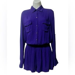 BCBG Generations Vibrant Purple Long Sleeve Romper